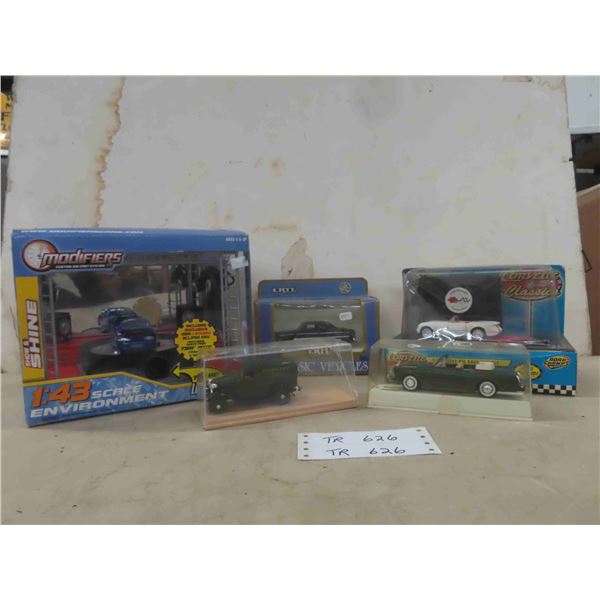 5 Die Cast Cars ; ERTL, Road Champs, Modifiers - 3 Still in Package 1: ...