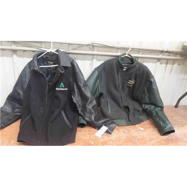 2 Men's Leather + Felt Jackets ; Med + Lg