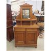 Image 1 : Oak 1/4 Cut Buffet with Top China Cabinet - 2 pc 20" x 42" x 78" 