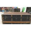 Image 4 : Vintage Trunk 13" x 22" x 36" with Brass + Wood Trim & Leather Handles