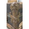 Image 5 : Vintage Trunk 13" x 22" x 36" with Brass + Wood Trim & Leather Handles