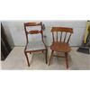 Image 1 : Wood Dining Chair with Upholstered Seat + Wooden Round Back Kitchen Chair