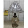 Image 2 : 2 Lamps with Brass Bases + Glass Globes + Shades 30" Tall 