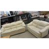 Image 1 : Couch 84" + Love Seat 64"- Leather / Leather Style