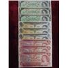 Image 8 : Canada Paper Money Lot ; (3) 1867-1967 Dollars, (3) 1973 Dollars, (3) 1974 2 Dollar