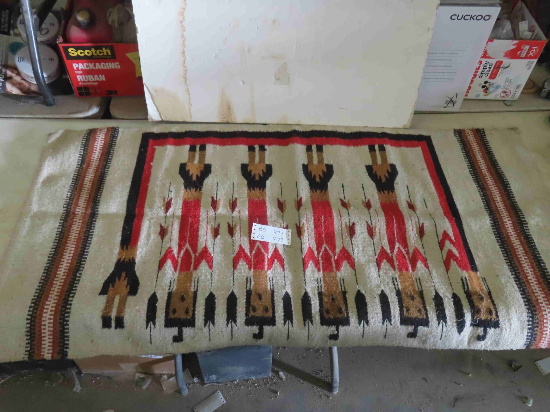 Vintage 1940s Navajo First Nations Loomed Rug, Hand Dyed, Corn Dance ...