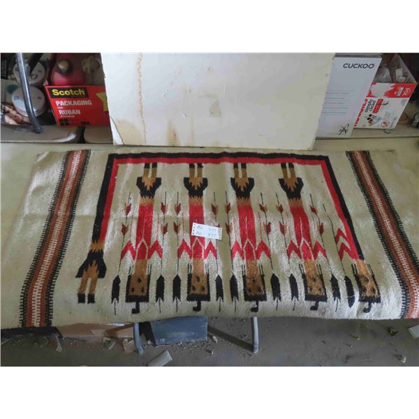 Vintage 1940s Navajo First Nations Loomed Rug, Hand Dyed, Corn Dance ...