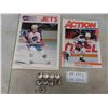 Image 1 : Winnipeg Jets Jan 8/89 & Action Magazine Oilers vs Kings Dec 18/90 & 9 Pepsi Caps