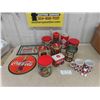 Image 1 : Coca-Cola Metal Sign 12" Wide, Mirrored 9" x 12" Sign, 2 Coffee Mugs + 8 Coke Tins