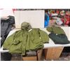 Image 1 : Army Green Men's Jacket Sz Med, 2 Long Sleeve Sz LG Tops + Black V Neck Sweater