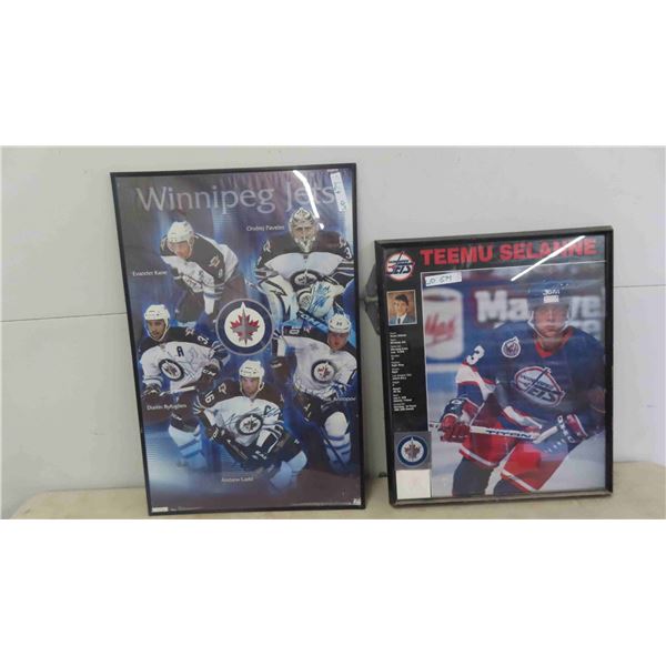 2 WPG Jets Framed Pictures ; Teemu Selanne 22.5" x 27" with Autograph & 