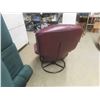 Image 5 : Swivel Chair + Ottoman - Leather / Leather Style