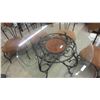 Image 2 : Wrought Iron + Glass Top Table 30" t x 48" w & 4 Chairs