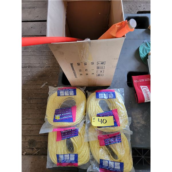 4- rolls of rope & flag