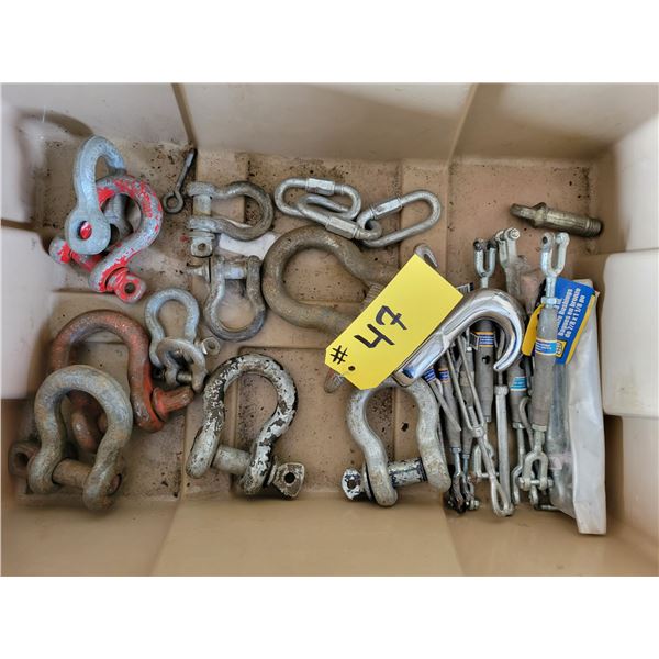 Various shackles, tighteners