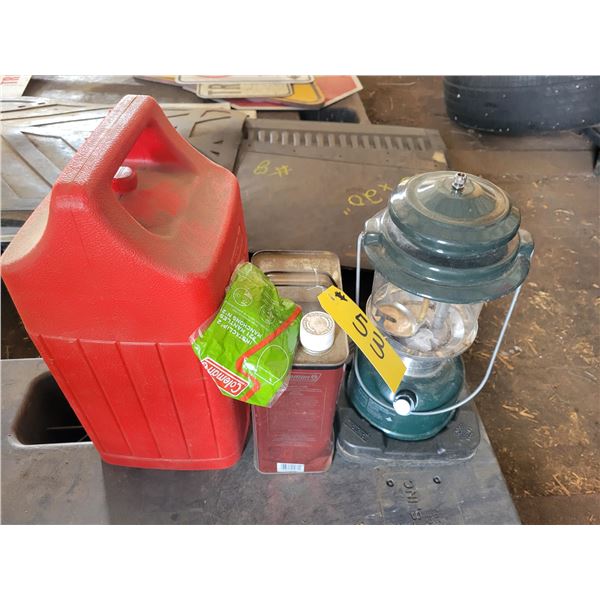 Coleman lantern, case & fuel
