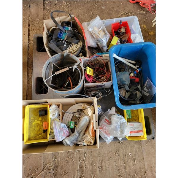 Pallet of misc. wire, new chrome valves, wiper blades, new solenoids & misc. (pallet stays)