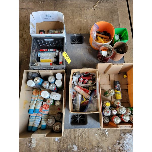 Pallet of sprays, grease, Loctite & misc. (pallet stays)