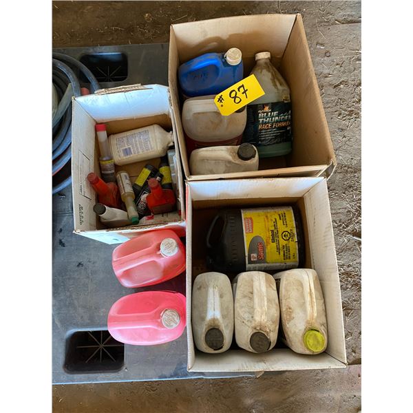 Various antifreeze, antifreeze & washer fluids