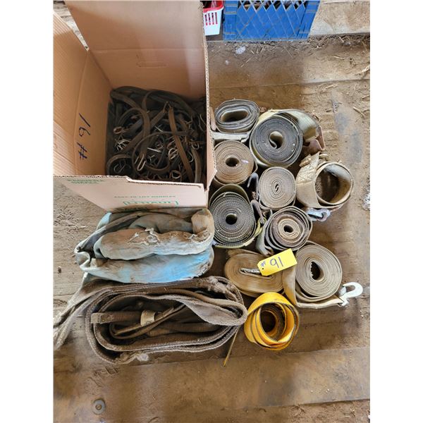 Box of straps, tiedowns & bungee cords