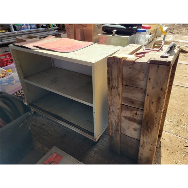 Wood crate, metal shelf, 2- fender protectors