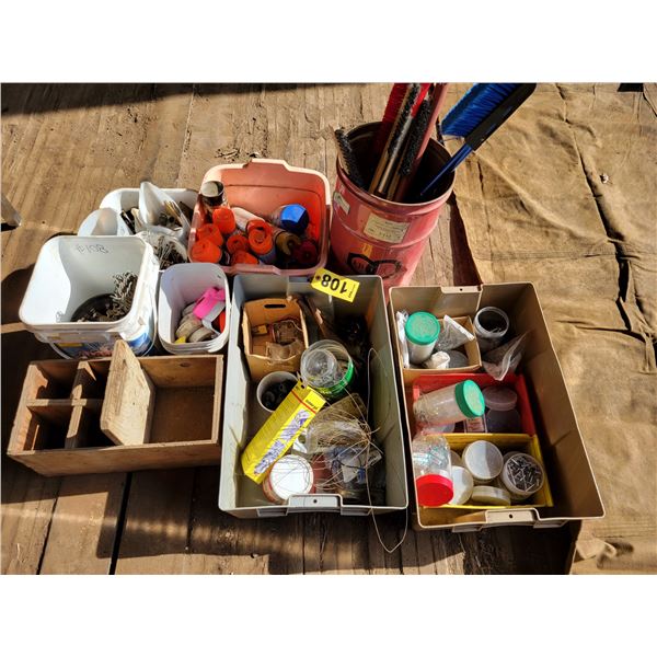 Qty of nails, various tapes, spray, rivets, screws & snow brushes