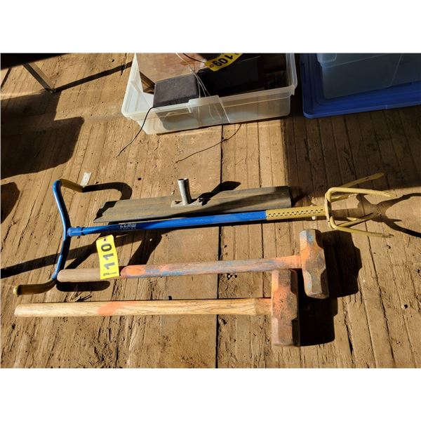 2- Sledge hammers, weeder & squeegee