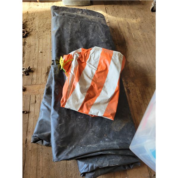 Heavy black rubber tarp & orange/white tarp