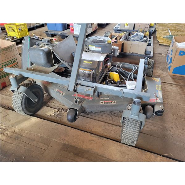 (Lots 115 & 117 are a Group Lot) Swisher 60" pull behind mower c/w 14.5 HP, extra belts, extra tire