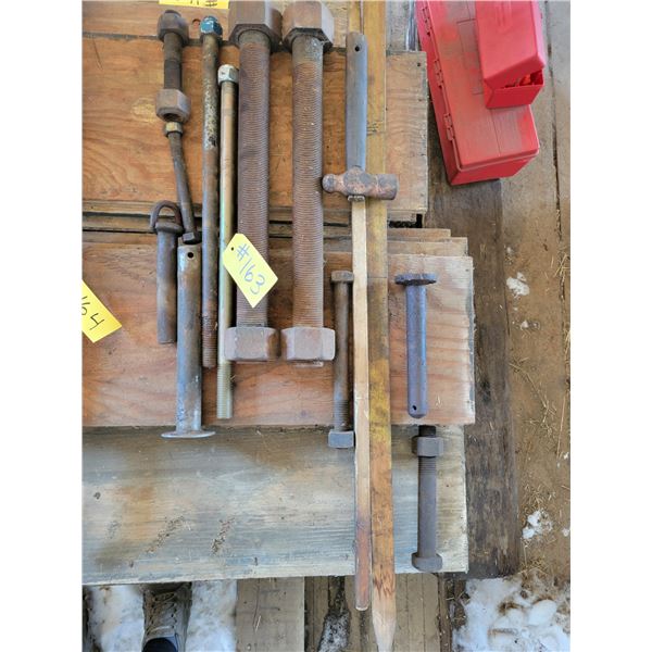 2- 2" x 22" threaded bolts & various pins & bolts
