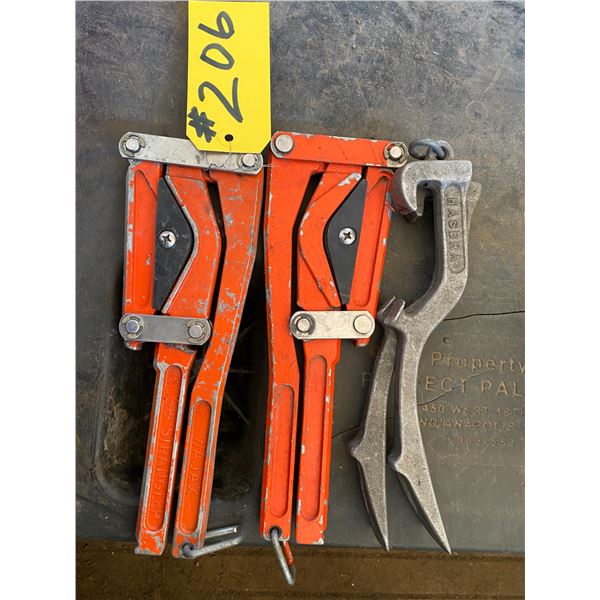 (Lots 203A to 215 are a Group Lot) 2- Red fire hose clamps & 2- hose union separators