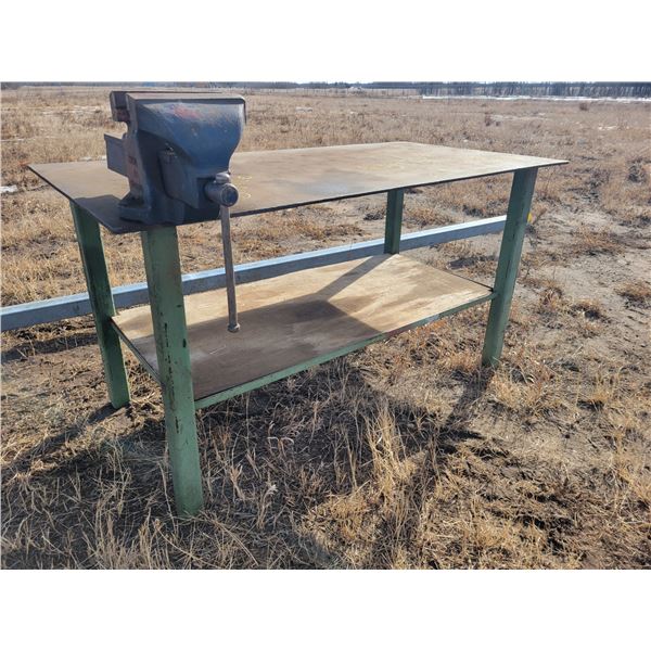 (Lots 227 to 228 are a Group Lot) 34" x 64" Steel table c/w record vise