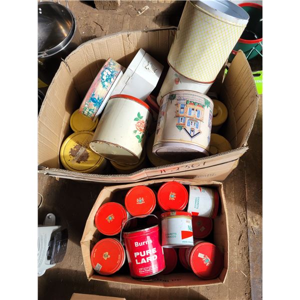(Lots 236C to 236F are a Group Lot) 2- Boxes of Tins & old canister set