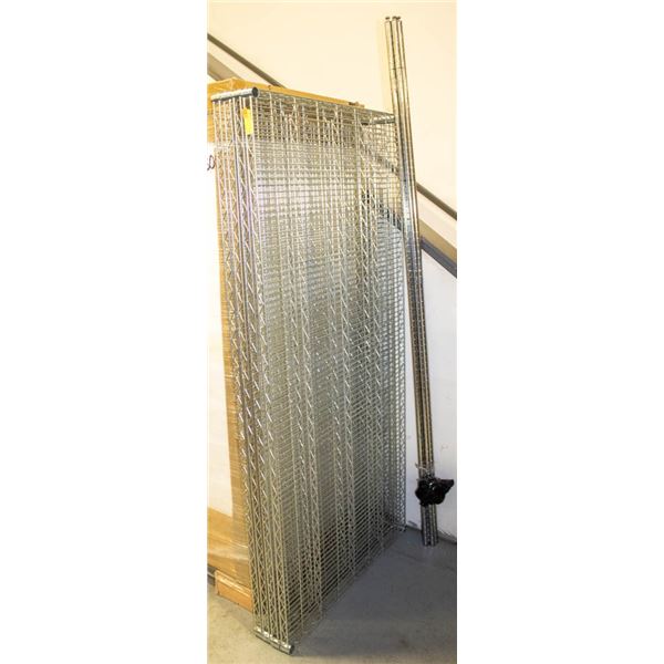 NEW LARGE WIRE RACK W/ 4 CORNER POSTS & CASTERS