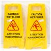 Image 1 : 2PK OF NEW CAUTION WET FLOOR YELLOW SIGNS