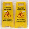 Image 1 : 2PK OF NEW CAUTION WET FLOOR YELLOW SIGNS