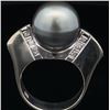 Image 2 : Tahitian Pearl and Diamond Ring, Unique Design