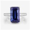 Image 2 : Elongated Octagon-Cut Tanzanite and Diamond Ring