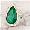 Image 2 : Green Transparent Zambian Emerald and Diamond Ring