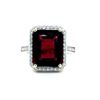 Image 2 : Octagonal-Cut Rhodolite Garnet & Diamond Halo Ring