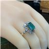 Image 8 : Stunning Emerald Ring with Mixed-Cut Diamond Halo