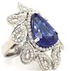 Image 2 : Tanzanite Statement Ring w/ Dramatic Diamond Frame