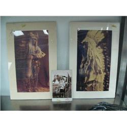 Lot of 3: Photogravure of man from the Piegan tribe; Indian Chief Old Pierson from the Piegan tribe-