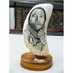 Scrimshawed whales tooth- 5"- retail value $2,800 (3)