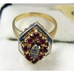 Ruby and Diamond 14 K Gold Ring (113)