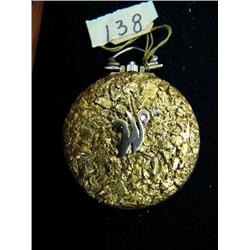 Acutron gold nuggeted pocket watch with the letter W with 2 small emeralds and diamond (3)