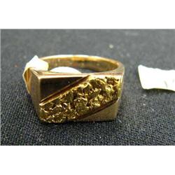 Men's gold nuggeted ring- retail value $295 (3)