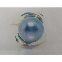 Black Tahitian Pearl Lady's Ring, 14 K yellow gold- black Tahitian pearl is round, 10.00mm, fine lus