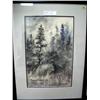 Image 1 : Norman Lowell 1970 original charcoal drawing-double-matted and framed, image size 18" x 12" (74)