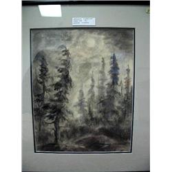 Norman Lowell 1969 original charcoal drawing- image size 17" x 14", double-matted and framed (74)